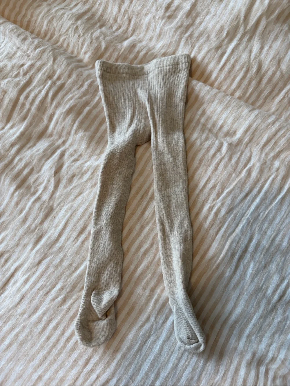 Zara Cream Ribbed Kids Tights
